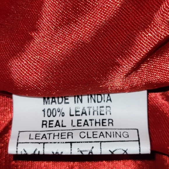 Manart Red Leather Coat Jacket Women's Button Down Lined Pockets Size Large - Picture 8 of 12